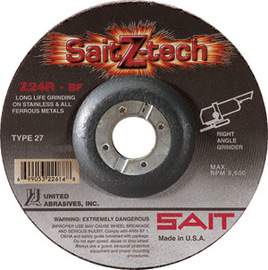 United Abrasives/SAIT 5" X 1/4" X 7/8" SaitZ-tech™ Zirconium Type 27 Grinding Wheel