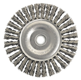 Weiler® 4" X 1/2" - 3/8" Dualife™ Roughneck® Mighty-Mite™ Stainless Steel Knot Wire Wheel Brush