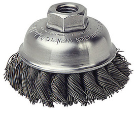 Weiler® 3 1/2" X 5/8" - 11 Stainless Steel Knot Wire Cup Brush