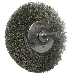 Weiler® 3" X 1/4" Stainless Steel Crimped Wire Concave Wheel Brush
