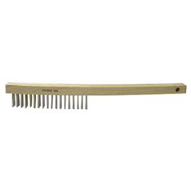Weiler® 6" Stainless Steel Vortec Pro® Scratch Brush With Wood Curved Handle Handle