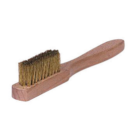 Weiler® 1 1/2" Crimped Brass Scratch Brush With Wood Handle Handle