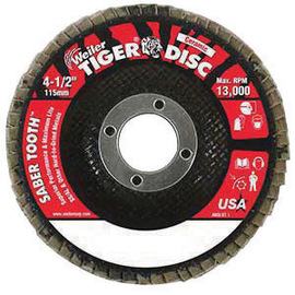 Weiler® Tiger® Ceramic 4 1/2" X 5/8" - 11 60 Grit Type 29 Flap Disc