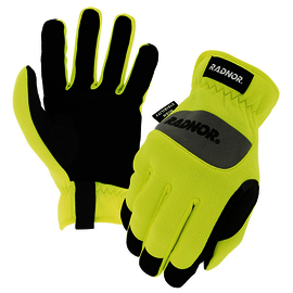 RADNOR™ Small Hi-Viz Yellow And Black TrekDry® And Synthetic Leather Full Finger Mechanics Gloves With Elastic Shirred Cuff (While Supplies Last)