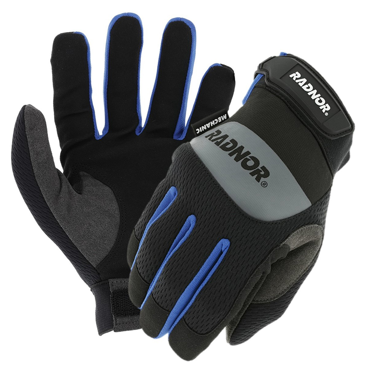 Airgas - RAD64056814 - RADNOR™ 2X Black And Blue TrekDry® And Synthetic  Leather Full Finger Mechanics Gloves With TPR And Hook And Loop Cuff (While  Supplies Last)