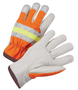 RADNOR™ Large Beige And Hi-Vis Orange Select Grain Cowhide Polyester Unlined Drivers Gloves