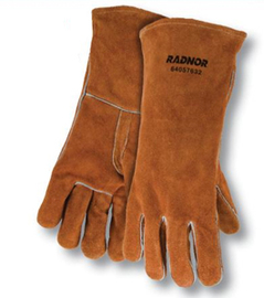 RADNOR™ Large 14" Brown Select Shoulder Split Cowhide Cotton Lined Stick Welders Gloves