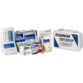 RADNOR™ White Metal Portable Or Wall Mounted 10 Person First Aid Kit RADNOR™ White Metal Portable Or Wall Mounted 10 Person First Aid Kit