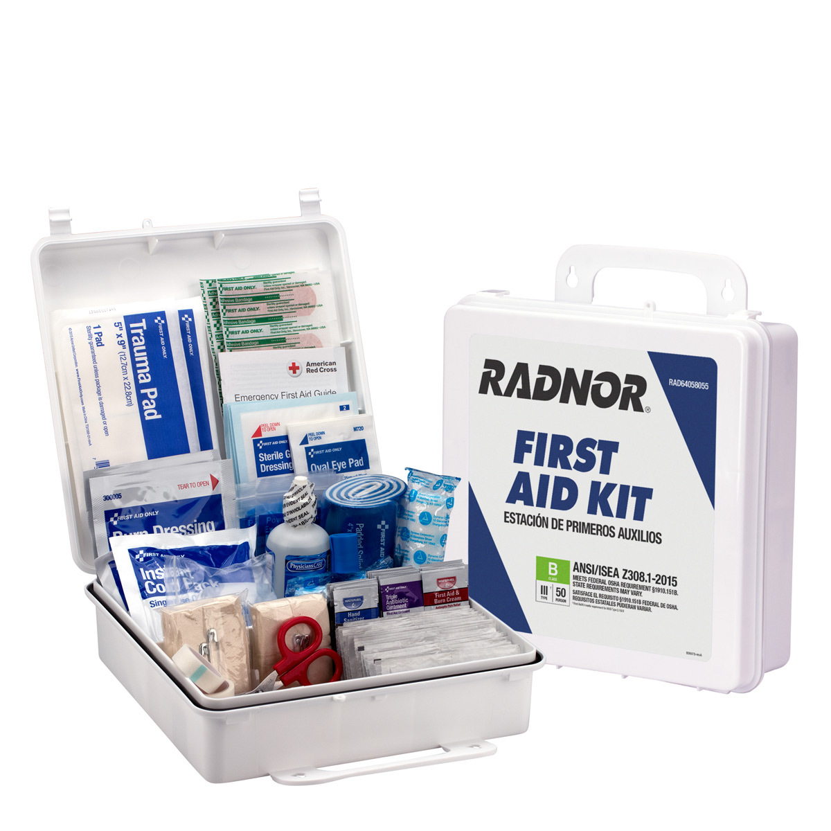 Airgas - RAD64058055 - RADNOR™ White Plastic Portable Or Wall Mount 50  Person First Aid Kit