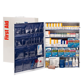 RADNOR™ White Metal Portable Or Wall Mounted 200 Person 5 Shelf First Aid Cabinet With Medicinals