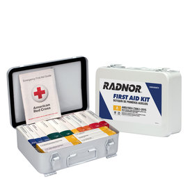 RADNOR™ White Metal Portable Or Wall Mounted 25 Person 16 Unit First Aid Kit