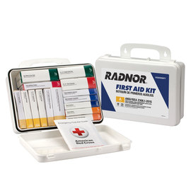 RADNOR™ White Plastic Portable Or Wall Mounted 25 Person 16 Unit First Aid Kit