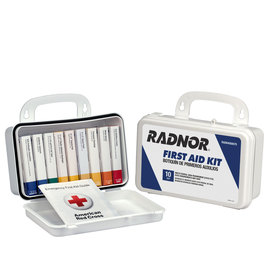 RADNOR™ White Plastic Portable Or Wall Mounted 10 Person 10 Unit First Aid Kit