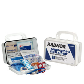 RADNOR™ White Plastic Portable Or Wall Mounted 10 Person Contractor First Aid Kit