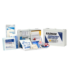 RADNOR™ White Metal Portable Or Wall Mounted 25 Person Contractor First Aid Kit
