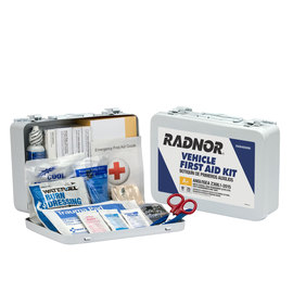 RADNOR™ White Metal Portable Or Wall Mounted 25 Person Vehicle First Aid Kit