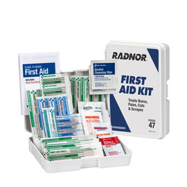 RADNOR™ White Plastic Portable 1 Person 47 Piece First Aid Kit