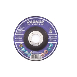 RADNOR™ 4 1/2" Dia X .045" Thickness X 7/8" Arbor Ceramic Alumina Type 27 Right Angle Cut Off Wheel