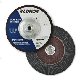 RADNOR™ 7" Dia X 5/8 - 11" Arbor 60 Grit Type 27 Flap Disc