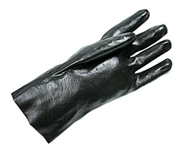 RADNOR™ Large 12" Black Interlock Lined Supported PVC Chemical Resistant Gloves