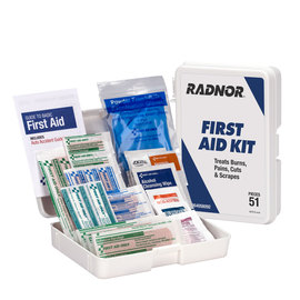 RADNOR™ White Plastic Portable 1 Person 51 Piece First Aid Kit