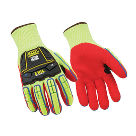 Ansell Size 8 Hi-Viz Green, Red And Black Ringers®/R-Flex®/R-085 Nitrile Dipped High Performance Polyethylene Full Finger Mechanics Gloves With Knit Wrist (Touchscreen Compatible)