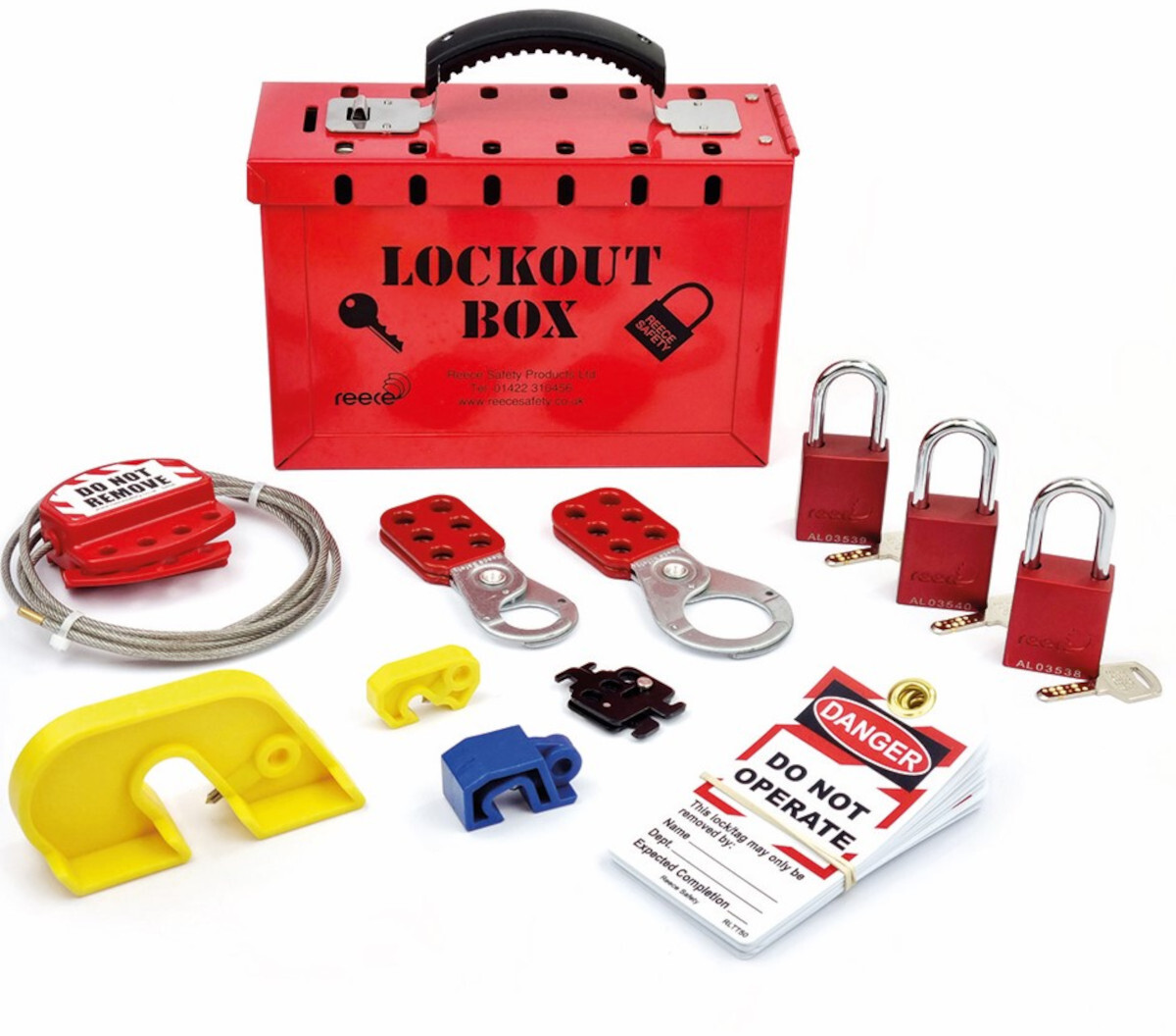 Airgas - RSPLOCKBOXKIT1AL - Reece Safety Red Steel Lockout/Tagout Kit