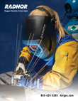 A female welder welding appears on the cover of RADNOR Catalog.