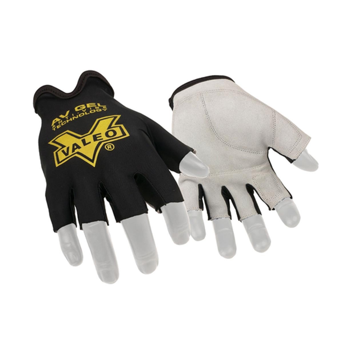 Ansell One Size Black And Gray VALEO-V460 Leather And Lycra Half Finger Anti-Vibration Gloves With Adjustable Cuff Ansell One Size Black And Gray VALEO-V460 Leather And Lycra Half Finger Anti-Vibration Gloves With Adjustable Cuff