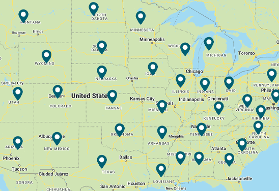 Google maps image showing Airgas locations