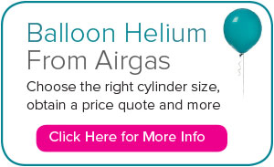 Banner reads: Balloon helium from Airgas, choose the right cylinder size, obtain a price quote and more, followed by a prompt to Click here for more info.