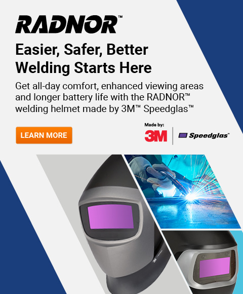 RADNOR™ Welding Helmets made by 3M™ Speedglas™. Learn more.