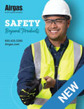 Cover for the 2022 Airgas Safety Catalog, titled Safety Beyond Products